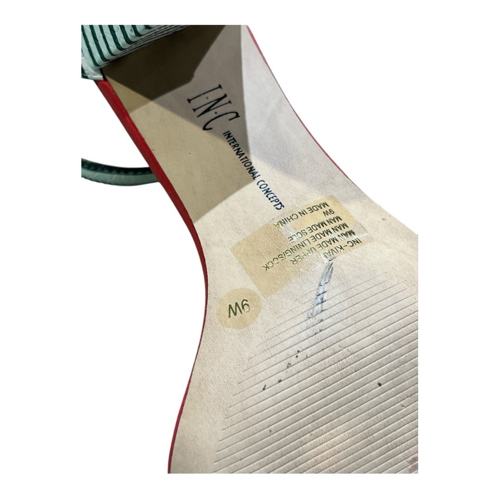 INC International Concept Striped Black/Red/White Heeled Sandals - Picture 7 of 7